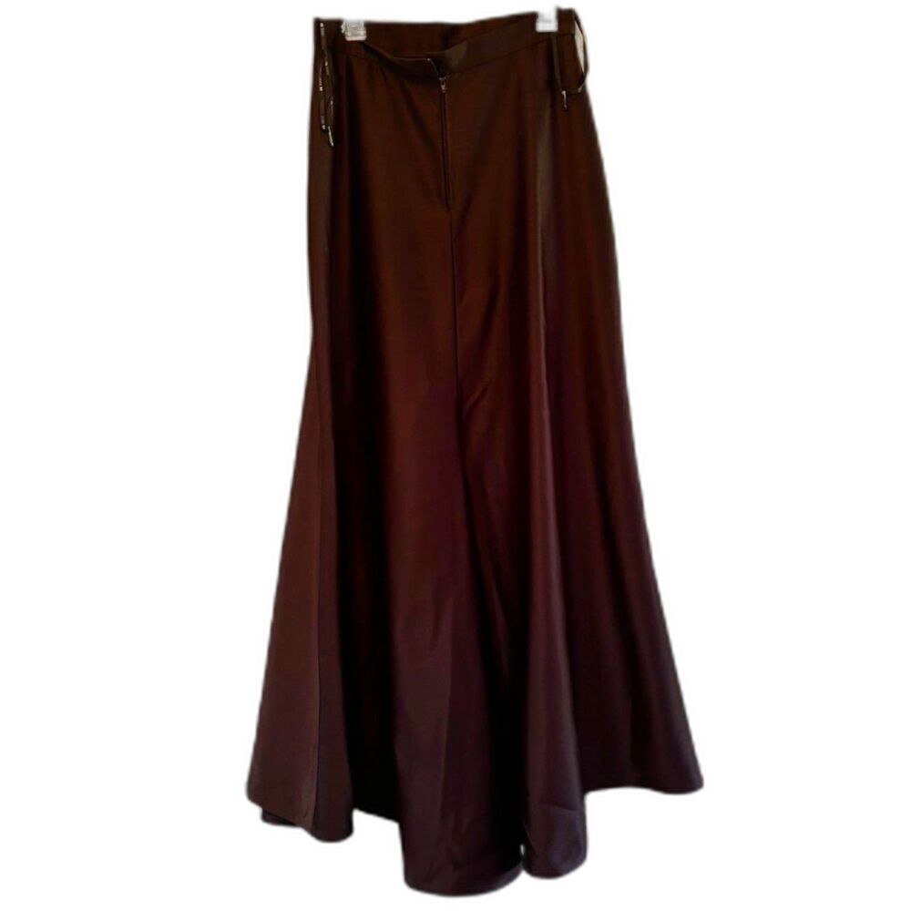 Tadashi Shoji Satin Evening Skirt Chocolate Brown Dramatic Hi-Lo Formal Maxi